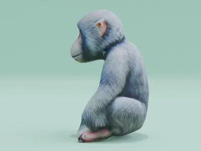 Monkey Japanese Snow Toy Low High Poly Low-poly 3D model