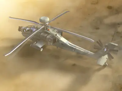 AH64E Apache Longbow Helicopter Green Hard Used 3D model