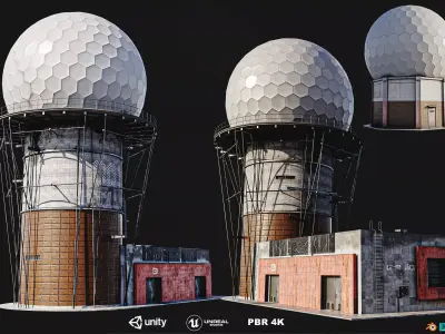 Radar Base 2 Types Low-poly 3D model