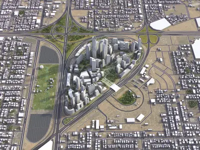 Riyadh - King Abdullah Financial District Low-poly 3D model