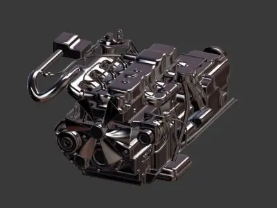 Isuzu 4BC2 Diesel Engine Low-poly 3D model