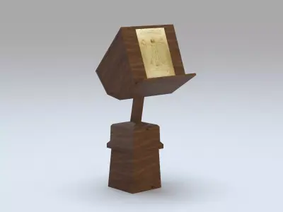 Antique wooden lectern 1 Low-poly 3D model