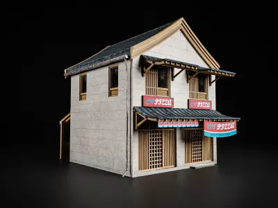 JAPANESE BUILDING 001 Low-poly 3D model