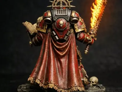 Grimdark Space Inquisitor 01 Flaming Sword War Priest STL 3D print model