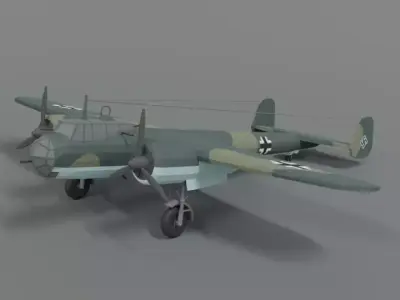 Low Poly Cartoon Dornier Do 17 Z WWII Airplane Low-poly 3D model