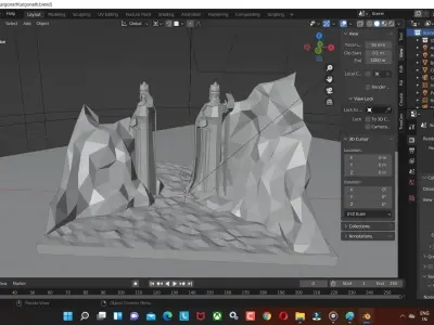 Argonath low poly blender Model for game and cartoon video Low-poly 3D model