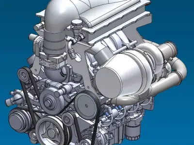 Supercar System Powertrain Assembly Stage 3 Free 3D model