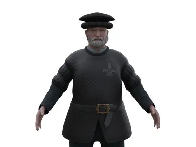 Medieval Old man Low-poly 3D model