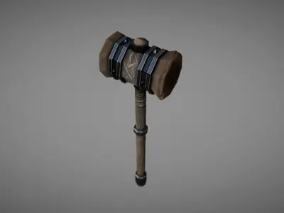 Wooden Warhammer 01 Low-poly 3D model
