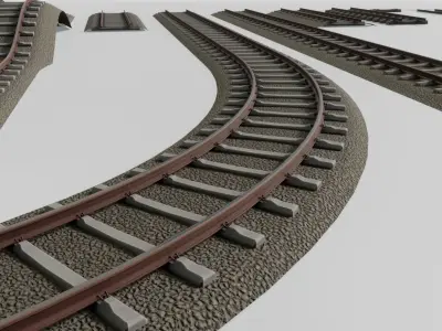 Railroad Parts - Low-Poly and Curve-Based Low-poly 3D model