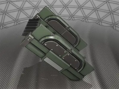 Sci-Fi Stairs - 22 - Green Version Low-poly 3D model