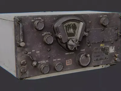 Vintage Military Field Radio Low-poly 3D model