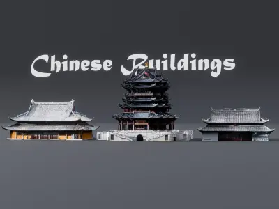 Historic Chinese Buildings - Pack of 3 3D model