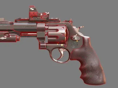 Game Ready R8 Revolver - Model and Textures  Low-poly 3D model