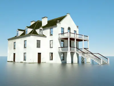 Colonial Mansion Low-poly 3D model