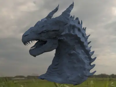 Dragon head Anubis style head bust 3D model