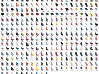 Huge Office Chair Mega Pack 30 main models Plus 280 variations 3D Model Collection