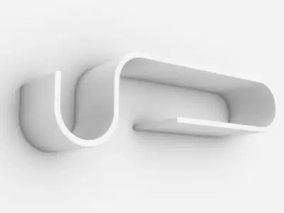 Modern Curved Wooden Wall Shelf Free 3D model