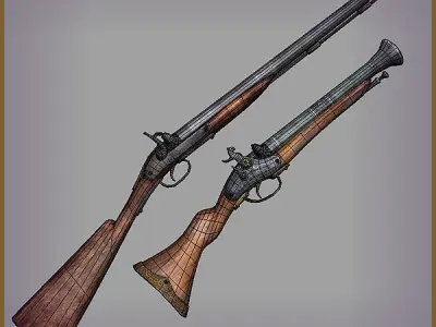 Animated Pirate Musketoons Low-poly 3D model