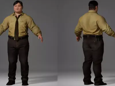 Detective Outfit - Male Uniform Low-poly 3D model