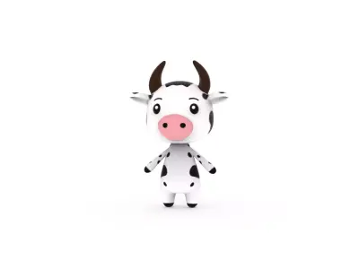 Cartoon Cow v002 character 3D model