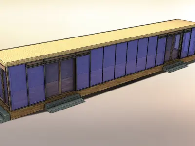 Glazed veranda with sliding doors Free 3D model