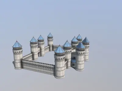 Medieval French Castle Low-poly 3D model