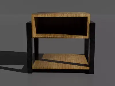 wooden side table-4k texture low poly furniture model  Free low-poly 3D model