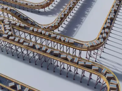 Conveyor Belt Scene and Constructor Low-poly 3D model