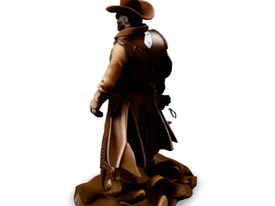 Realistic Wild West Cowboy Figure Low-poly 3D model
