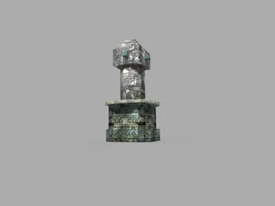 low poly temple pillar 2 Low-poly 3D model