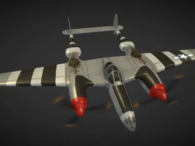 Lockheed P-38 Lightning Low-poly 3D model