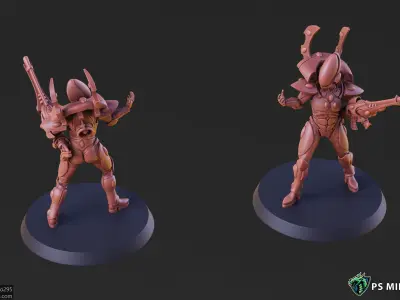 Space Elf Male Soldier Pose 5 - 8 Variants 3D print model