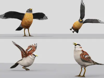 animated low-poly bird  Low-poly 3D model