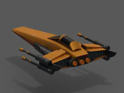 Spaceship starship futuristic spacecraft space scifi military  Low-poly 3D model