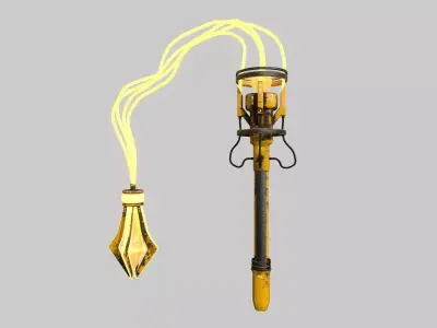 SciFi Flail A08 Yellow - Sci Fi Weapon Design Low-poly 3D model