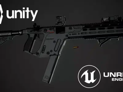 Vector submachine gun Low-poly 3D model