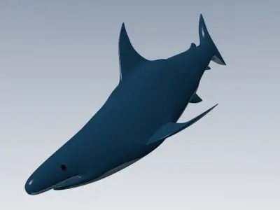 Shark flying in air Low-poly 3D model