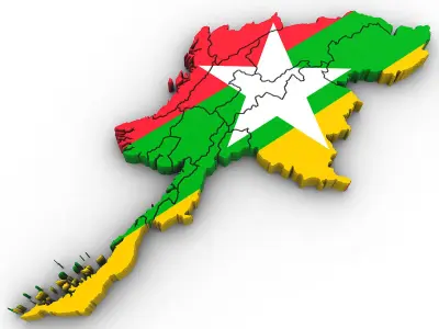 3d Political Map of Burma 3D model