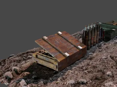 Artillery Ammunition Set -Various Calibers Low-poly 3D model