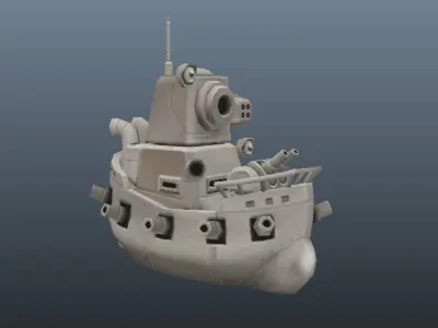 Micro Ship - Low Poly Hand Painted Low-poly 3D model