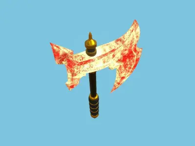Medieval Battle Axe 09 Elemental Fire - Fantasy Weaponry Low-poly 3D model