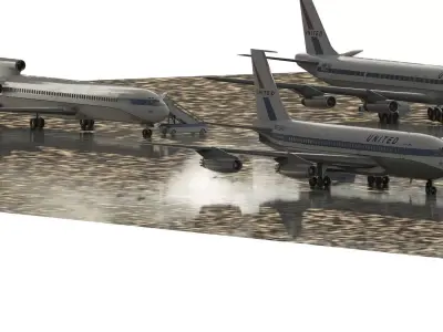 DC-8-62H Boeing 720 Boeing 727 and Caravelle VI-R 3D model