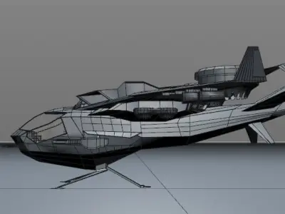 XGunship futuristic fighter jet Low-poly 3D model