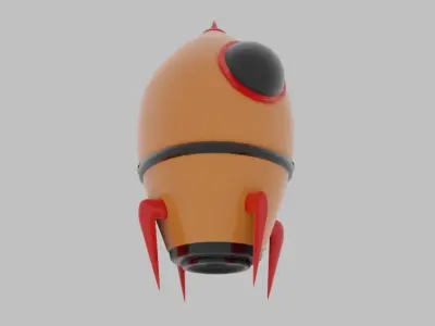 Cartoonish Colorful Spaceship Sky Rocket Low-poly 3D model