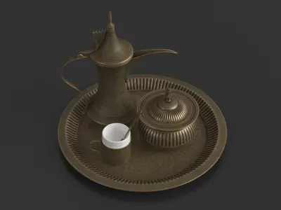 Traditional Arabic Coffee Serving Set 3D model