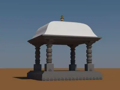 Temple indian gazebo on desert 3D model