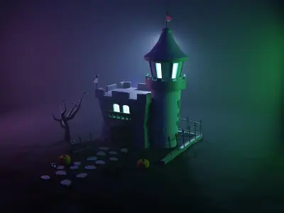 Halloween Castle Low-poly 3D model