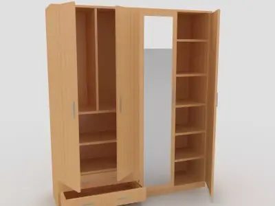 Cupboard-1 wardrobe with doors and drawers Free 3D model purchase