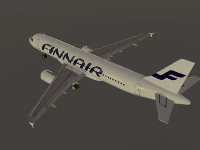 Finnair airbus a320-214 low poly 3d model  Low-poly 3D model